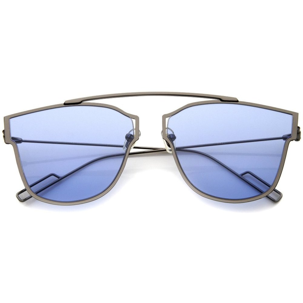 ZeroUV Modern Thin Wire Frame Flat Lens Pantos Sunglasses A353